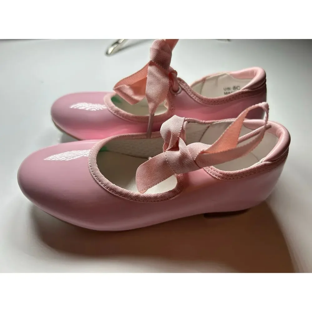 Girls pink patten leather Tap Shoes size 8 toddler NEW